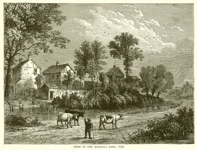 Boerderij in Regents Park, 1750 door English School