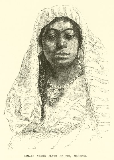 Vrouwelijke negerslavin van Fez, Marokko (gravure) door English School