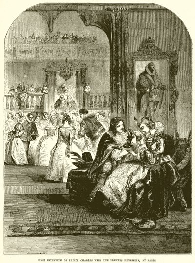 Eerste ontmoeting van prins Charles met prinses Henrietta in Parijs door English School