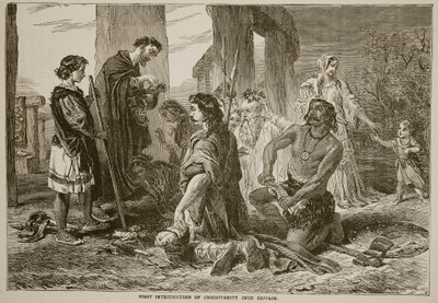 Eerste introductie van het christendom in Groot-Brittannië door English School