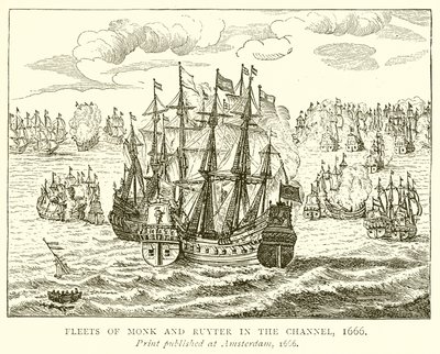 Vloten van Monk en Ruyter in het Kanaal, 1666 door English School