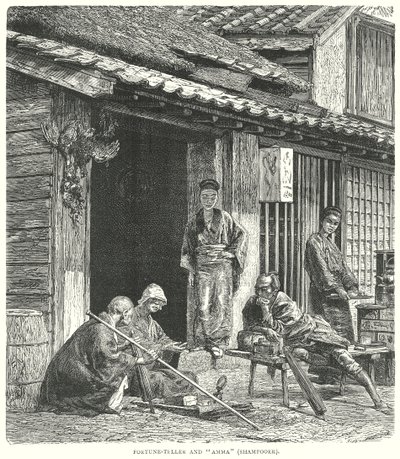 Waarzegster en "Amma" (Shampooer) (gravure) door English School