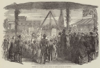 Oprichting van een Hindoe meisjesschool in Cornwallis-Square in Calcutta door English School