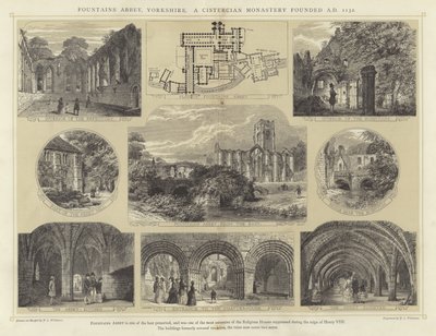 Fountains Abbey, Yorkshire, een cisterciënzerklooster gesticht in 1132 door English School