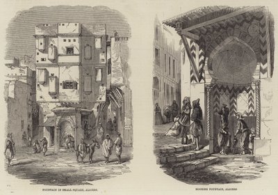 Fonteinen in Algiers (gravure) door English School