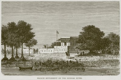 Franse nederzetting aan de Senegal rivier, illustratie uit Illustrated Travels, ca. 1880 door English School