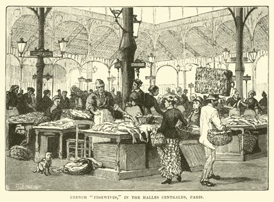Franse visvrouwen, in de Halles Centrales, Parijs door English School