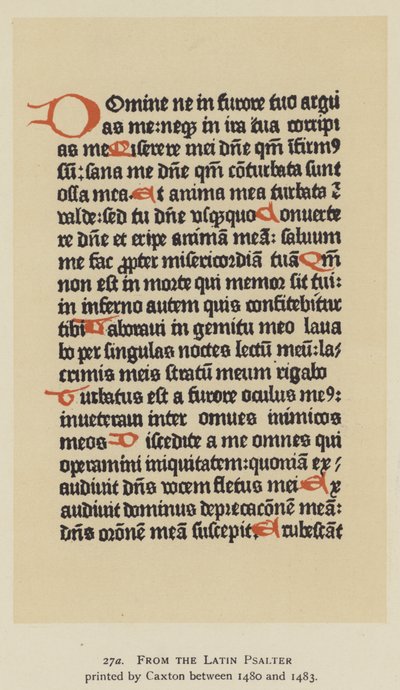 Uit de Latijnse Psalter gedrukt door Caxton tussen 1480 en 1483 door English School