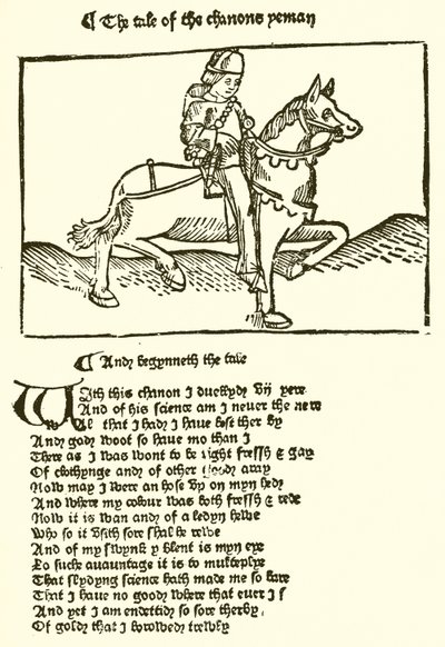 Uit de tweede editie van Chaucers Canterbury Tales gedrukt door Caxton door English School