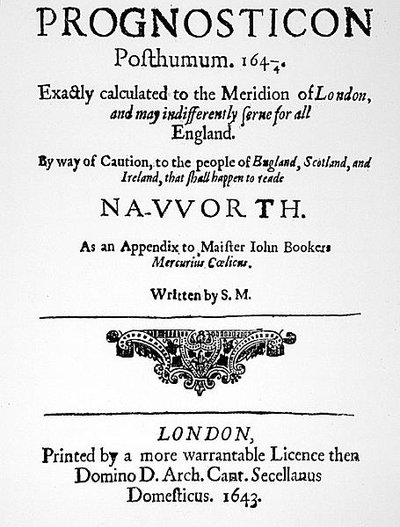 Voorpagina van Prognosticon, gepubliceerd in 1643 door English School