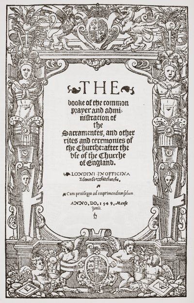 Frontispice, Het Boek van Gemeenschappelijk Gebed, 1549 door English School