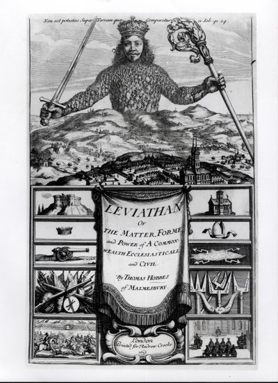 Frontispice van Leviathan or the Matter, Forme and Power of a Common Wealth Ecclesiasticall and Civil, 1651, door Thomas Hobbes van Malmesbury door English School