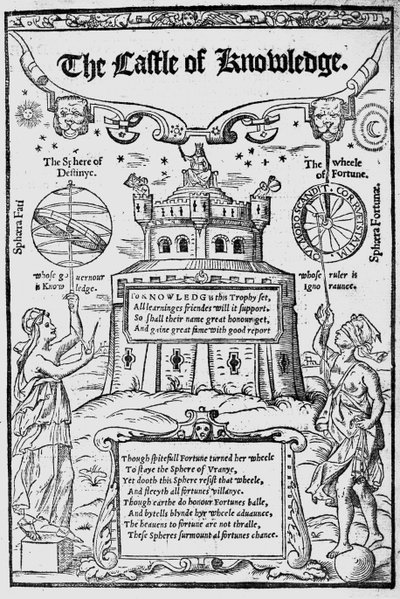 Frontispice van Het Kasteel van Kennis door Robert Recorde, 1556 door English School