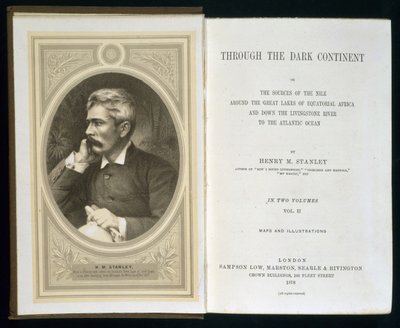 Frontispice van Door het Donkere Continent, door Henry M. Stanley, gepubliceerd in 1878 door English School
