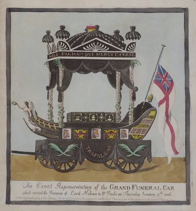 Begrafeniswagen die de resten van admiraal Lord Nelson naar St Paul