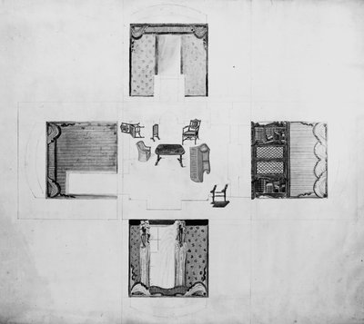 Meubilair voor een kleine salon, Gillows and Co, 1822 door English School