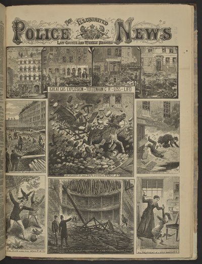 GROTE GASEXPLOSIE IN TOTTENHAM CT. VERLIES VAN LEVEN", Geïllustreerd Politienieuws door English School