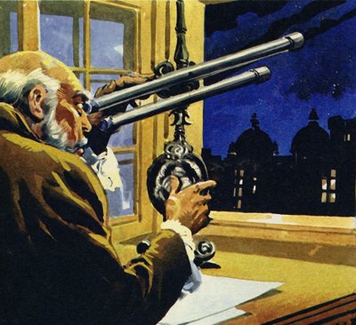 Galileo creëerde een telescoop en ontdekte vier satellieten van Jupiter door English School