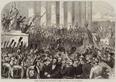 Gambetta roept de Franse Republiek uit voor het Paleis van het Wetgevend Lichaam door English School