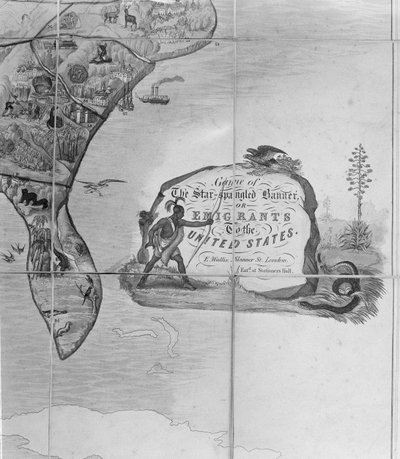 Spel van de Star-Spangled Banner of emigranten naar de Verenigde Staten, ca.1840 (detail) door English School