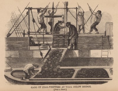 Bende kolenscheppers aan het werk onder de brug door English School