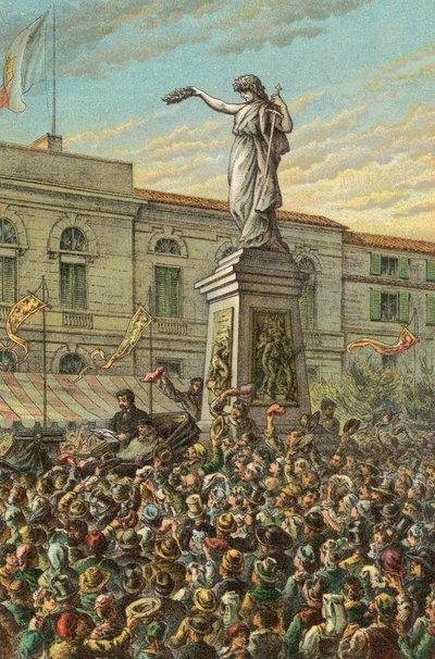 Garibaldi onthult het Mentana-monument in Milaan door English School