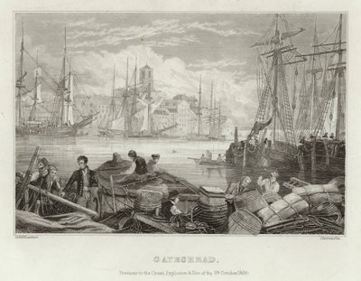 Gateshead voor de grote explosie en brand van 6 oktober 1854 door English School