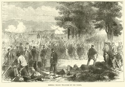 Generaal Trochu verwelkomd door de troepen, december 1870 door English School