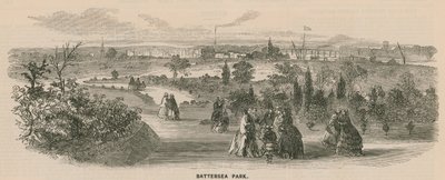 Algemeen beeld van mensen die wandelen in Battersea Park door English School
