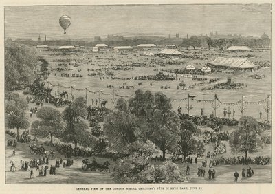 Algemeen overzicht van het Schoolkinderenfeest in Hyde Park, Londen door English School