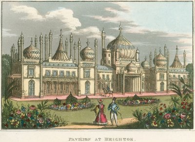 Algemeen uitzicht op het Koninklijk Paviljoen in Brighton door English School