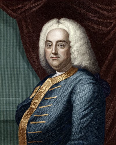 George Frederic Handel, gegraveerd door Thomson (later ingekleurd) door English School