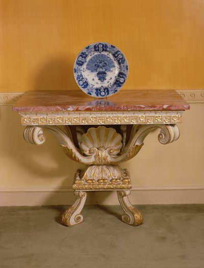 George II consoletafel met marmeren blad, Palladiaanse stijl, c.1750 (gedeeltelijk verguld) door English School