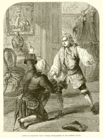 George II ontvangt van Walpole het nieuws over de dood van zijn vader door English School