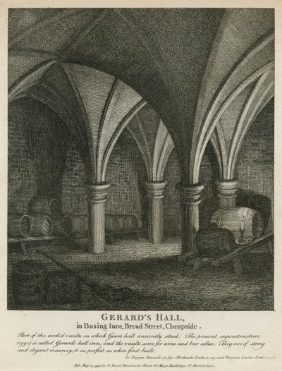 Gerards Hall in Basing Lane, Bread Street, Cheapside door English School