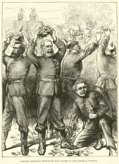 Duitsers kronen zichzelf met laurier in de Tuilerieën, maart 1871 door English School