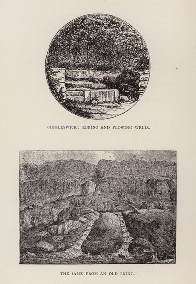 Giggleswick, Eb en vloed bronnen (gravure) door English School