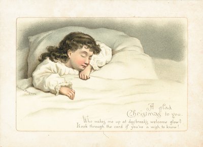 Meisje slaapt in bed door English School