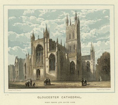 Gloucester Kathedraal, westelijke gevel en zuidzijde door English School
