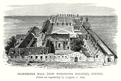 Gloucester Hall (nu Worcester College), Oxford (gravure) door English School