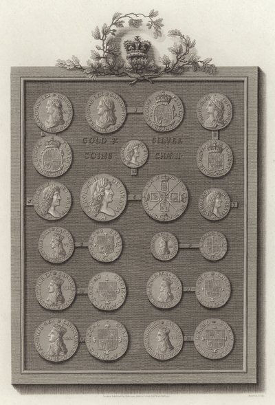 Gouden en Zilveren Munten, Karel II door English School
