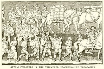 Gotische Gevangenen in de Triomftocht van Theodosius door English School