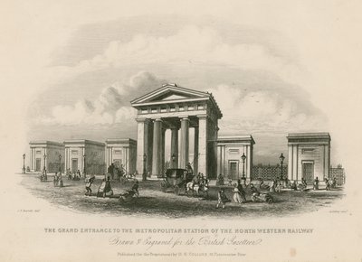 Grote ingang naar het Metropolitan Station van de North Western Railway, Londen door English School
