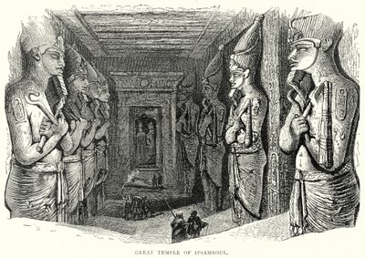 Grote tempel van Ipsamboul (gravure) door English School