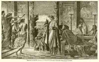 Grieks Banket.--Ontvangst van Socrates in het Huis van Agathon door English School