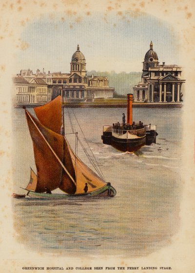 Greenwich Hospital en college gezien vanaf de veerboot aanlegsteiger door English School