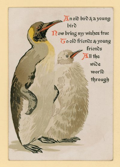 Wenskaart met pinguïns door English School
