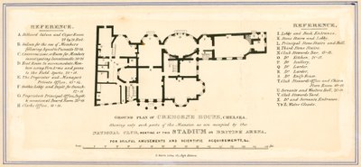 Grondplan van Cremorne House, Londen door English School