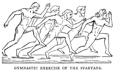 Gymnastiekoefening van de Spartanen, illustratie uit The Illustrated History of the World, ca. 1880 door English School