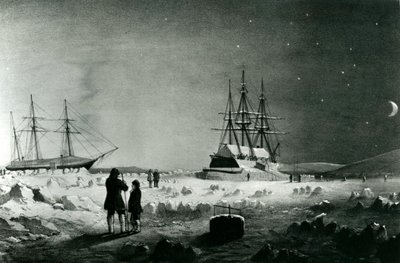 HMS Assistance en Pioneer in winterkwartieren terugkerend daglicht door English School
